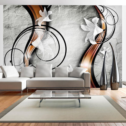 Wall Mural - Lily on a stone-Wall Murals-ArtfulPrivacy