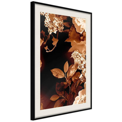 Autumn Framed Poster - Flower Decoration in Sepia-artwork for wall with acrylic glass protection