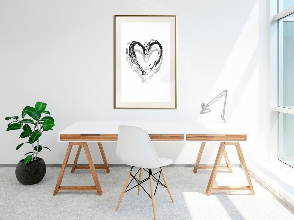 Black and White Framed Poster - Painted Declaration of Love-artwork for wall with acrylic glass protection