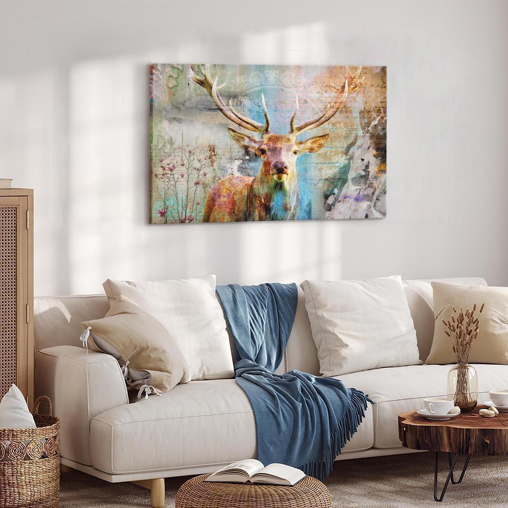 Canvas Print - Deer on Wood-ArtfulPrivacy-Wall Art Collection