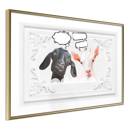 Frame Wall Art - Conversation of Two Goats-artwork for wall with acrylic glass protection