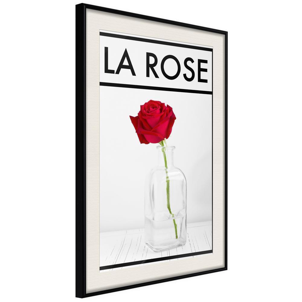 Typography Framed Art Print - Rose in the Vase-artwork for wall with acrylic glass protection