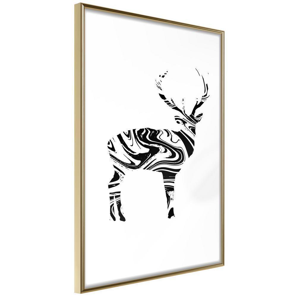 Black and White Framed Poster - Marble Stag-artwork for wall with acrylic glass protection