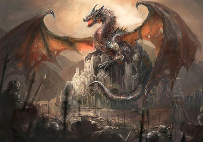 Wall Mural - Dragon castle-Wall Murals-ArtfulPrivacy