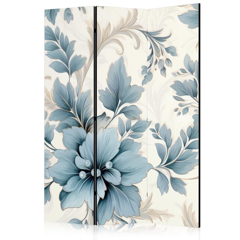 Room Divider - Turquoise Flowers in Retro Vibe Floral Ornaments