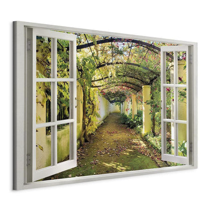 Canvas Print - Window: View on Pergola-ArtfulPrivacy-Wall Art Collection