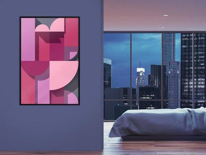Abstract Poster Frame - Pink Geometry-artwork for wall with acrylic glass protection