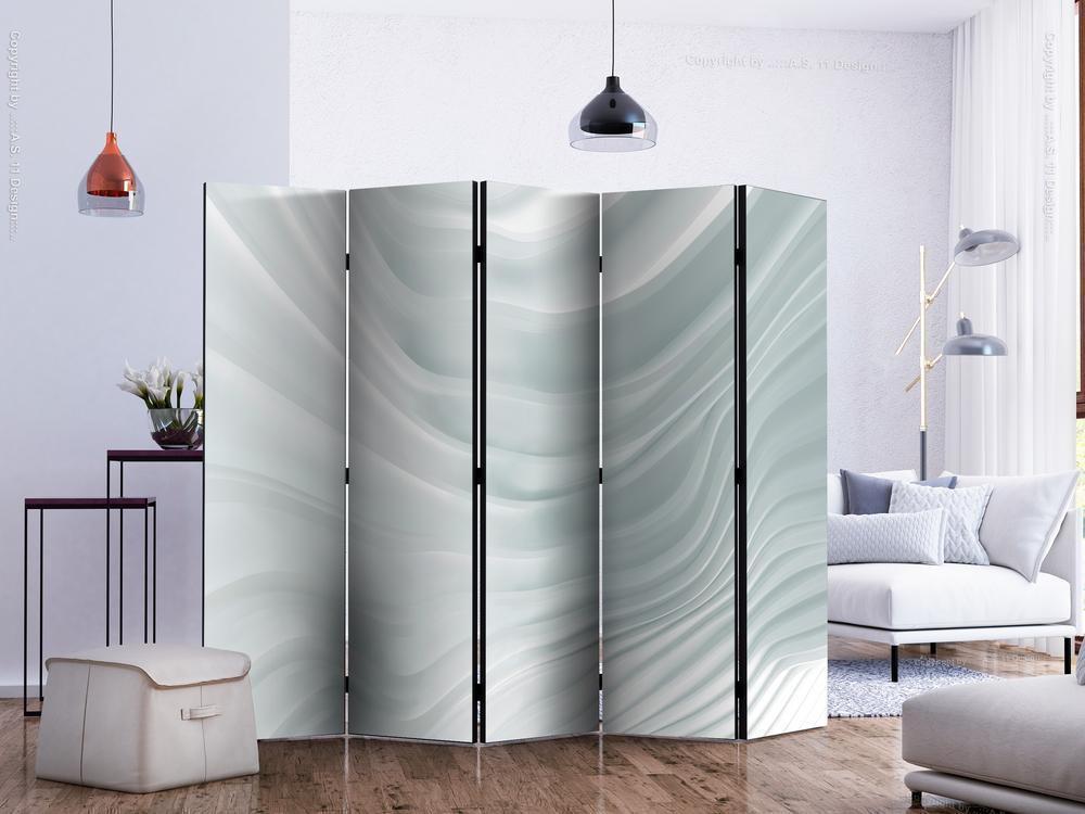 Decorative partition-Room Divider - Waving White II-Folding Screen Wall Panel by ArtfulPrivacy