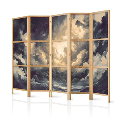 Japanese Room Divider - Epic Light Play: The Sun Battling for Dominance Over the Clouds