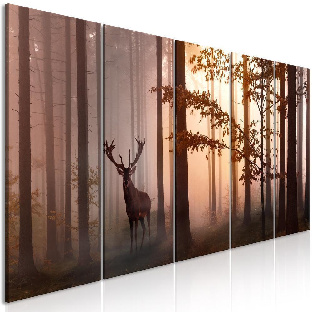 Canvas Print - Morning (5 Parts) Narrow Brown-ArtfulPrivacy-Wall Art Collection