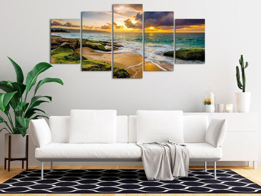 Canvas Print - Turquoise Sea (5 Parts) Wide-ArtfulPrivacy-Wall Art Collection
