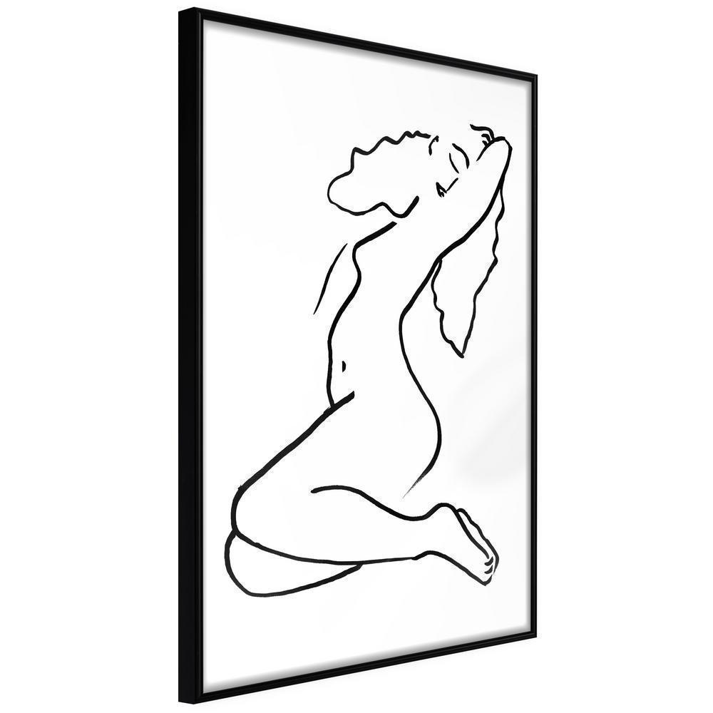 Black and White Framed Poster - Coquettish Pose-artwork for wall with acrylic glass protection