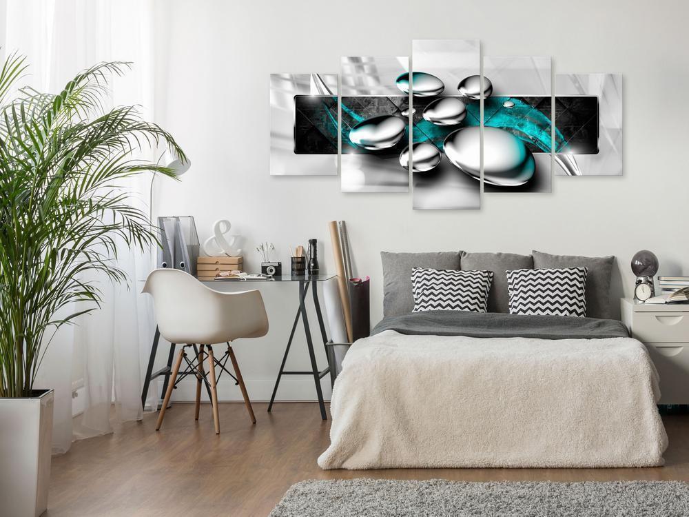 Canvas Print - Shiny Stones (5 Parts) Wide Turquoise-ArtfulPrivacy-Wall Art Collection