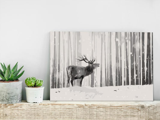 Start learning Painting - Paint By Numbers Kit - Deer in the Snow - new hobby