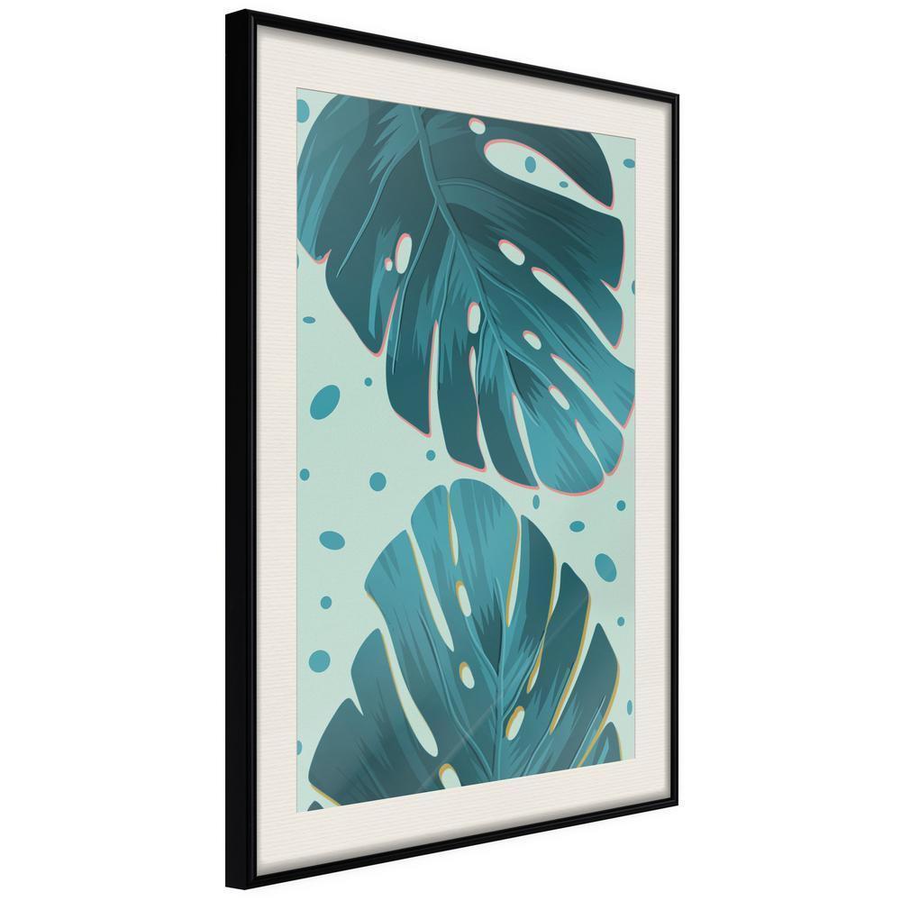 Botanical Wall Art - Pastel Monstera Leaves-artwork for wall with acrylic glass protection