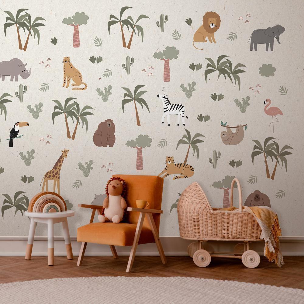 Wall Mural - African Composition - Animals for the Children's Room on a Paper Background-Wall Murals-ArtfulPrivacy
