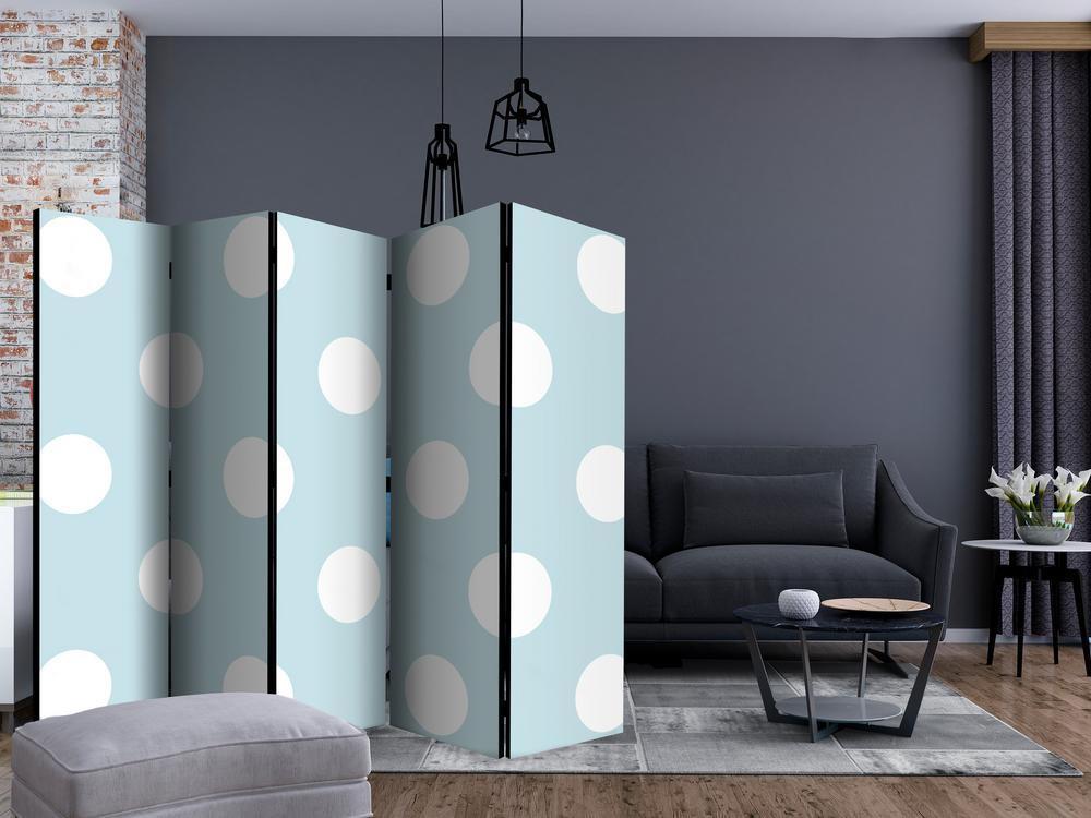 Room Divider - Blue Sweetness II- A 5 Panel Folding Screen For Living rooms, bedrooms or home office, decorative folding screen made with wood and canvas