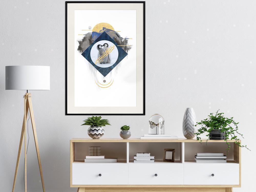 Winter Design Framed Artwork - Little Penguins-artwork for wall with acrylic glass protection