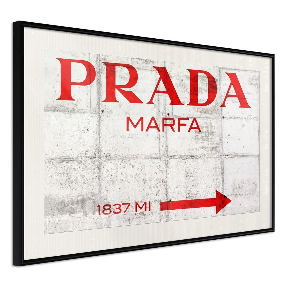 Typography Framed Art Print - Prada (Red)-artwork for wall with acrylic glass protection
