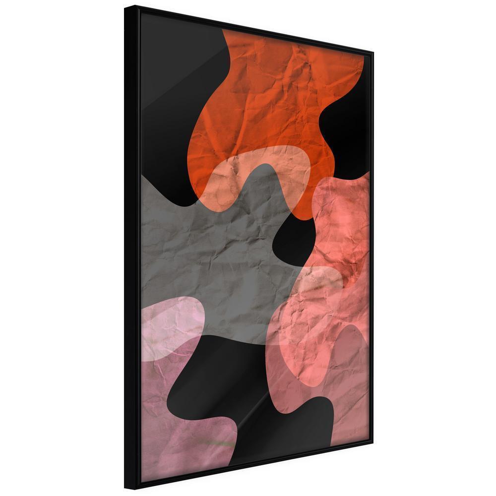 Abstract Poster Frame - Orange Camouflage-artwork for wall with acrylic glass protection