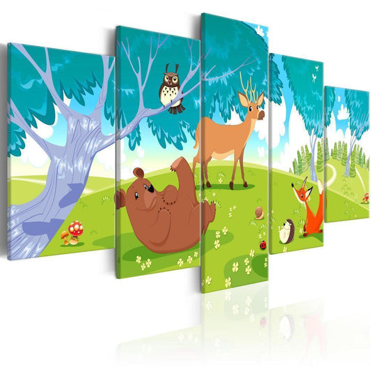 Canvas Print - Friendly Animals (5 Parts)-ArtfulPrivacy-Wall Art Collection