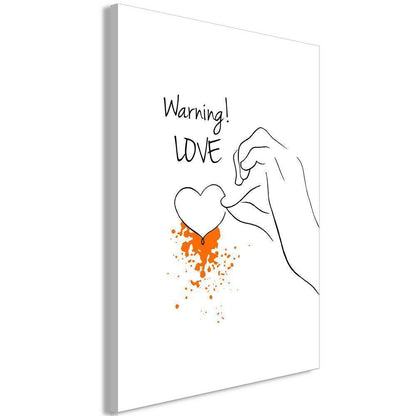 Canvas Print - Warning! Love (1 Part) Vertical-ArtfulPrivacy-Wall Art Collection