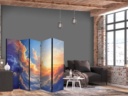 Room Divider - Sunset Over a Cloudy Sea: A Marvelous Symphony of Colors- A 5 Panel Folding Screen For Living rooms, bedrooms or home office, decorative folding screen made with wood and canvas