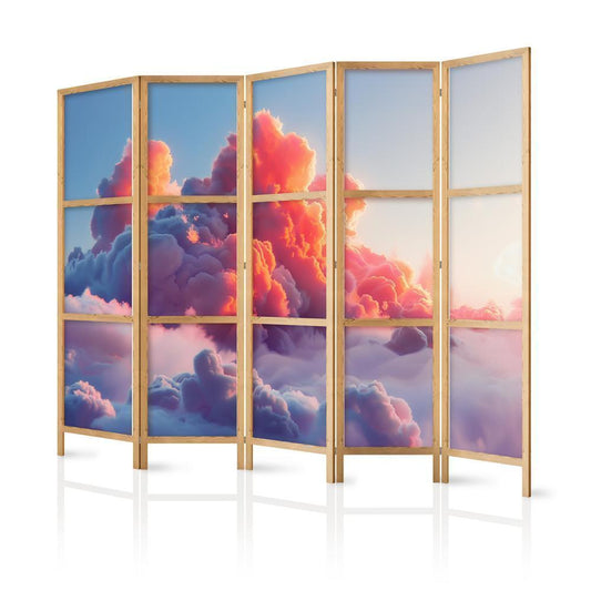 Japanese Room Divider - Twilight Spectacle: Clouds in Shades of Pink and Violet