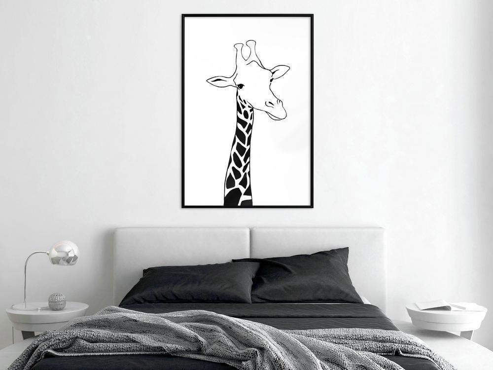 Black and White Framed Poster - Giraffe-artwork for wall with acrylic glass protection
