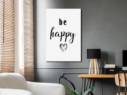 Canvas Print - Be Happy (1 Part) Vertical-ArtfulPrivacy-Wall Art Collection