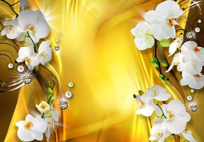Wall Mural - Orchid in Gold-Wall Murals-ArtfulPrivacy