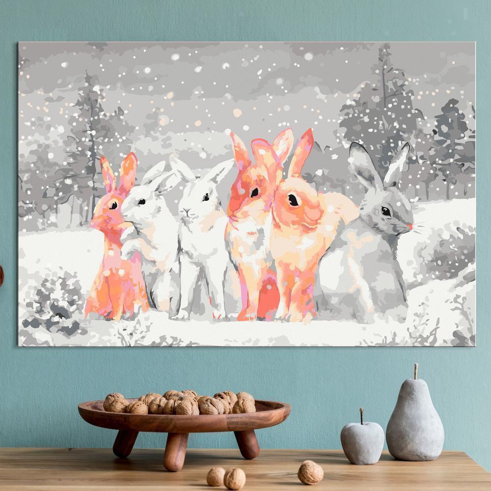 Start learning Painting - Paint By Numbers Kit - Winter Bunnies - new hobby