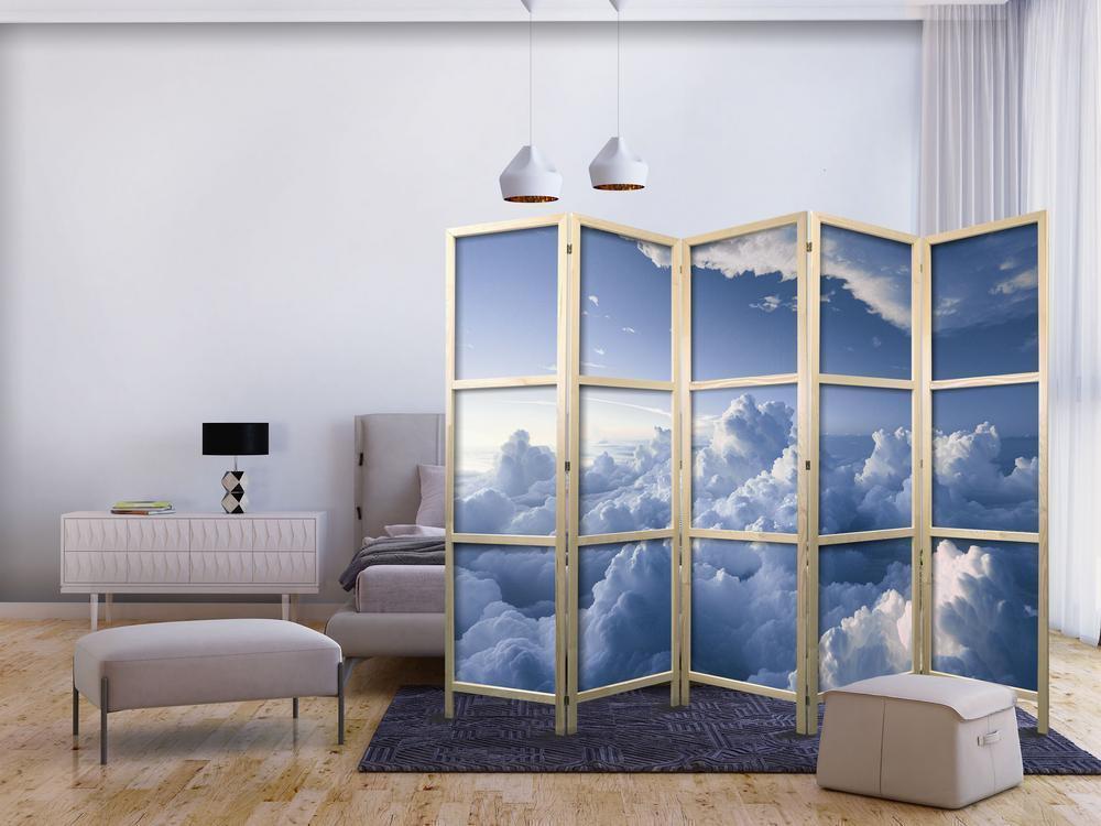 Japanese Room Divider - Aerial Landscapes: Rays Illuminating Fluffy Cloud Formations