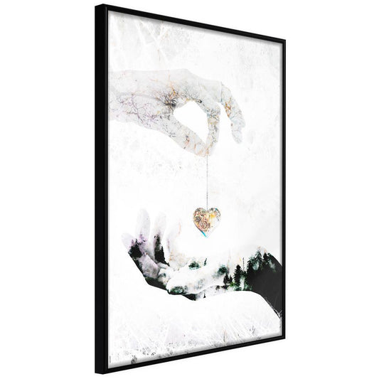 Black and White Framed Poster - Give Me Your Heart-artwork for wall with acrylic glass protection