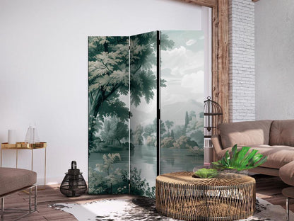 Room Divider - View of the Park and Lake - Retro Vintage Landscape in Greens