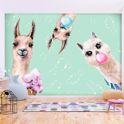 Wall Mural - Crazy Llamas-Wall Murals-ArtfulPrivacy