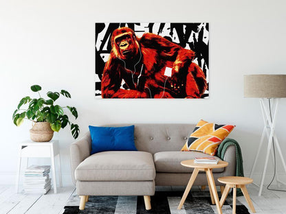 Canvas Print - Pop Art Monkey (1 Part) Narrow Red-ArtfulPrivacy-Wall Art Collection