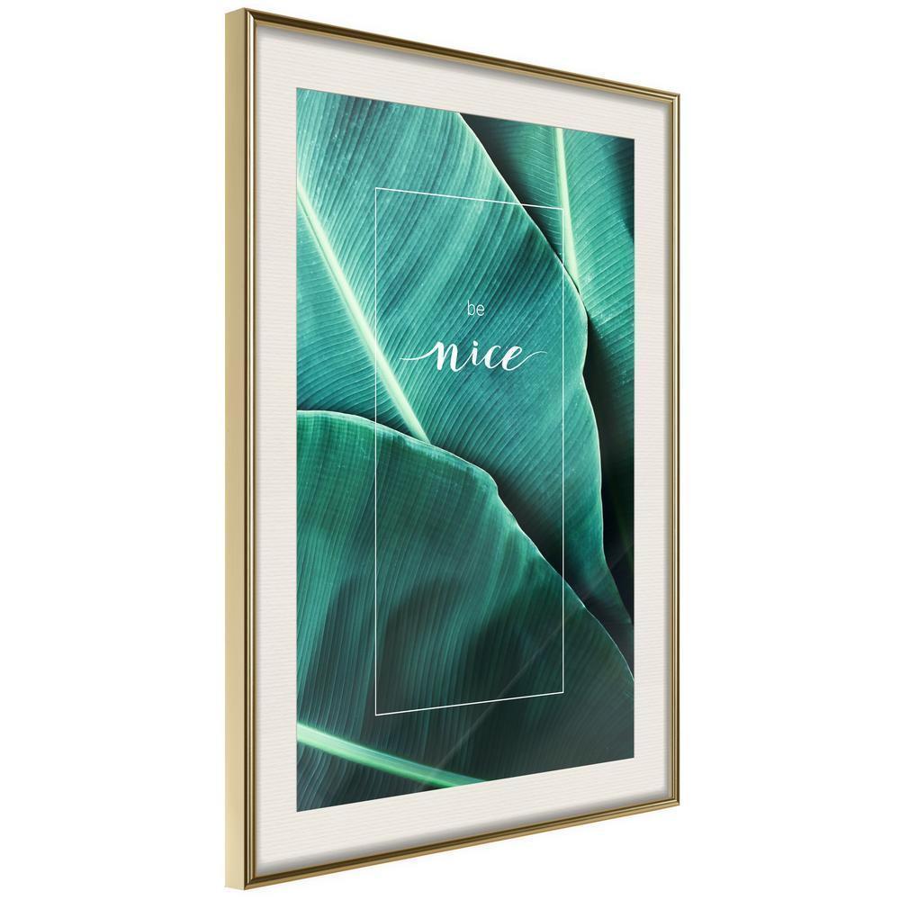 Botanical Wall Art - Banana Leaves with a Message (Green)-artwork for wall with acrylic glass protection