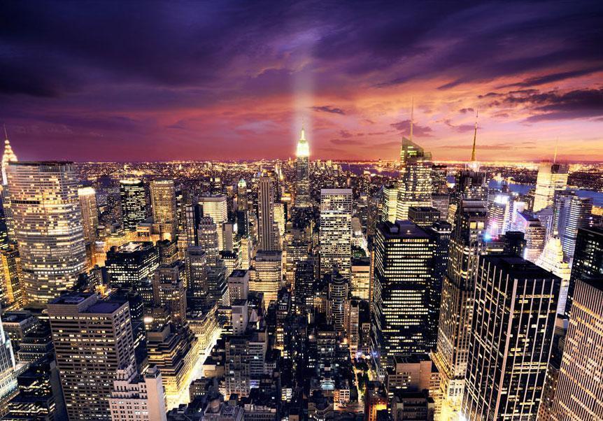 Wall Mural - Evening in New York City-Wall Murals-ArtfulPrivacy