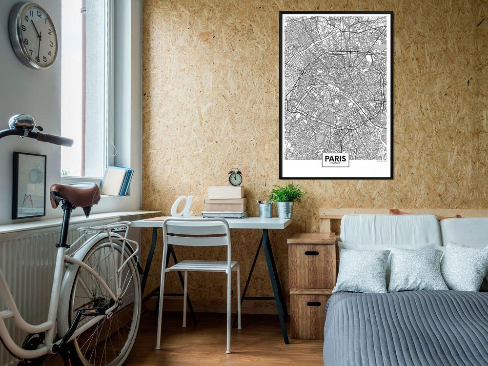 Wall Art Framed - City Map: Paris-artwork for wall with acrylic glass protection