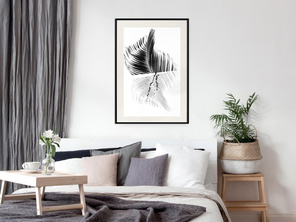 Botanical Wall Art - Abstract Feather-artwork for wall with acrylic glass protection