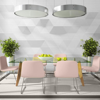 Wall Mural - Harmony of triangles - geometric illusion of grey and white elements-Wall Murals-ArtfulPrivacy