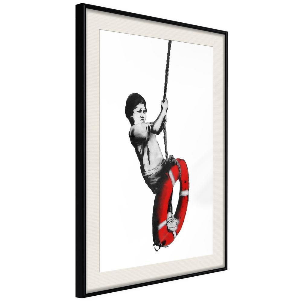 Urban Art Frame - Banksy: Swinger-artwork for wall with acrylic glass protection