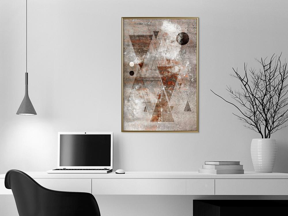 Abstract Poster Frame - Brick-Built Triangles-artwork for wall with acrylic glass protection