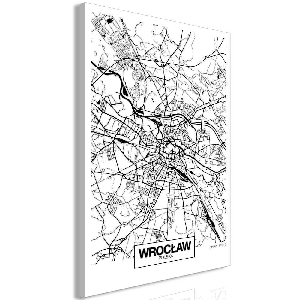 Canvas Print - City Plan: Wroclaw (1 Part) Vertical-ArtfulPrivacy-Wall Art Collection