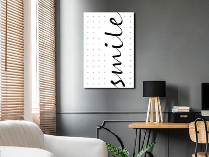 Canvas Print - Black and White: Smile (1 Part) Vertical-ArtfulPrivacy-Wall Art Collection