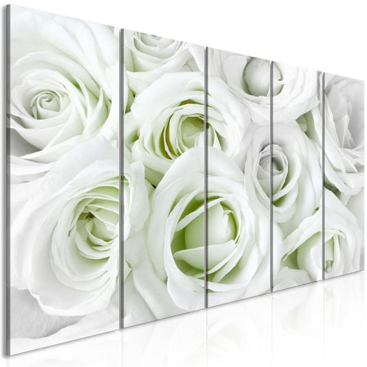 Canvas Print - Satin Rose (5 Parts) Narrow Green-ArtfulPrivacy-Wall Art Collection