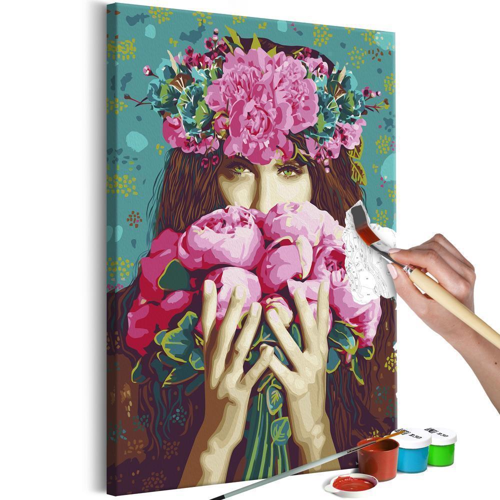 Start learning Painting - Paint By Numbers Kit - Green-Eyed Woman - new hobby