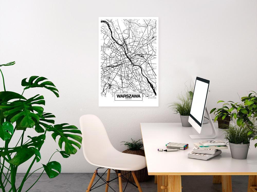 Canvas Print - City Plan: Warszawa (1 Part) Vertical-ArtfulPrivacy-Wall Art Collection