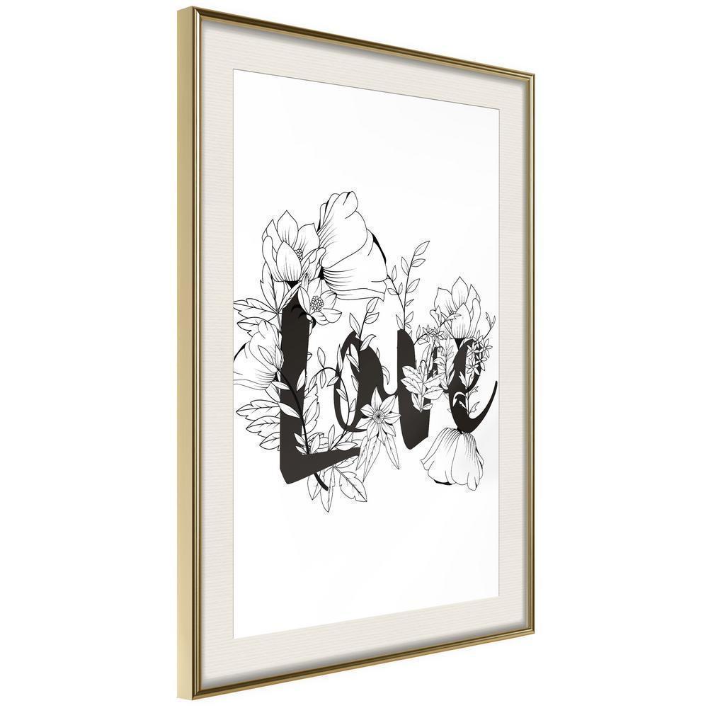 Typography Framed Art Print - Blossoming Love-artwork for wall with acrylic glass protection